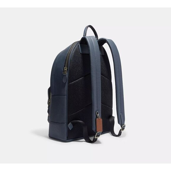 Coach West Backpack With Coach Stripe Gunmetal Denim Multi NEW main image 6